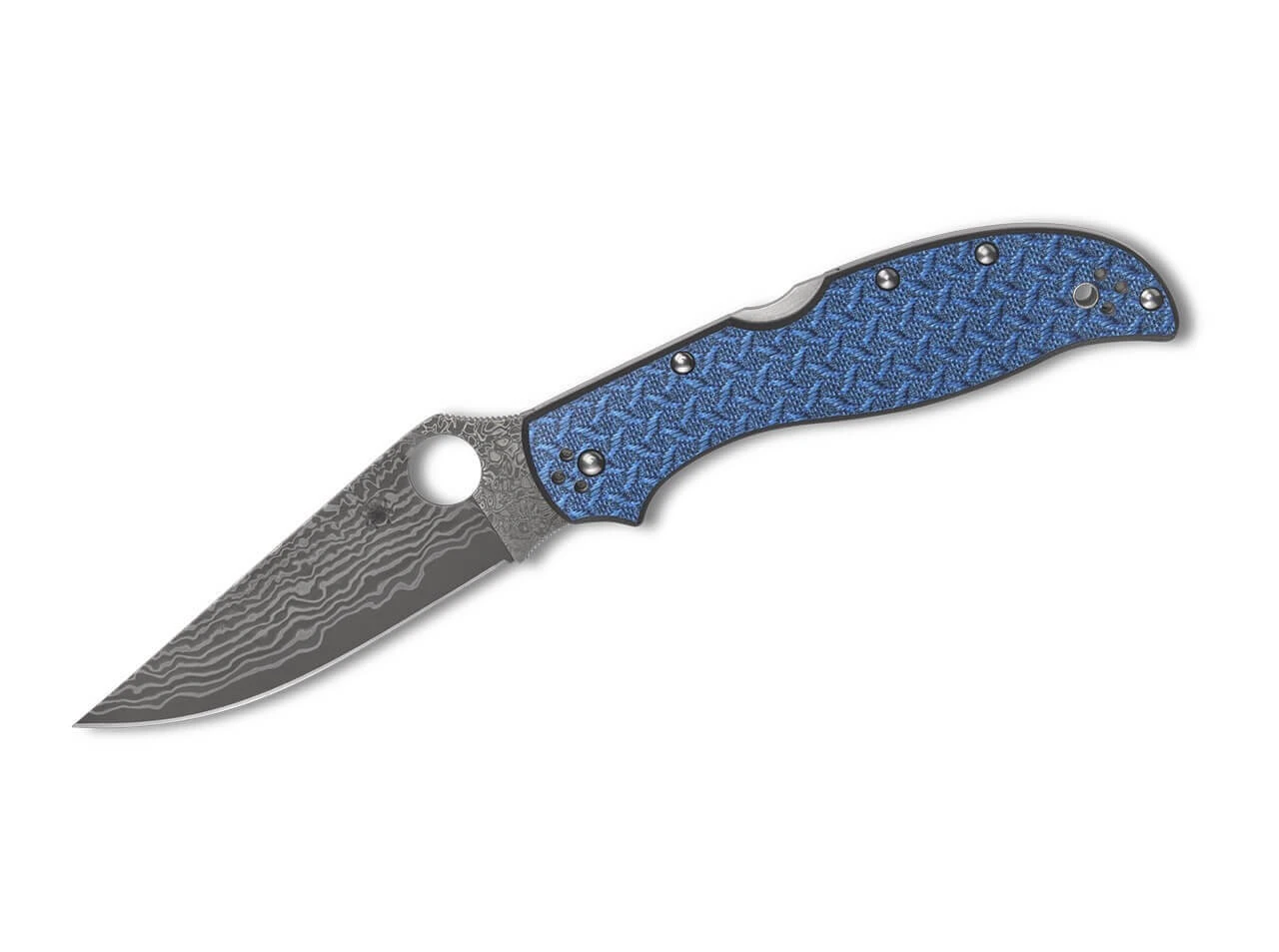 Spyderco Strech 2XL Blue Nishijin Glass Fiber Damascus Sprint Run 3 Spyderco Strech 2XL Blue Nishijin Glass Fiber Damascus Sprint Run