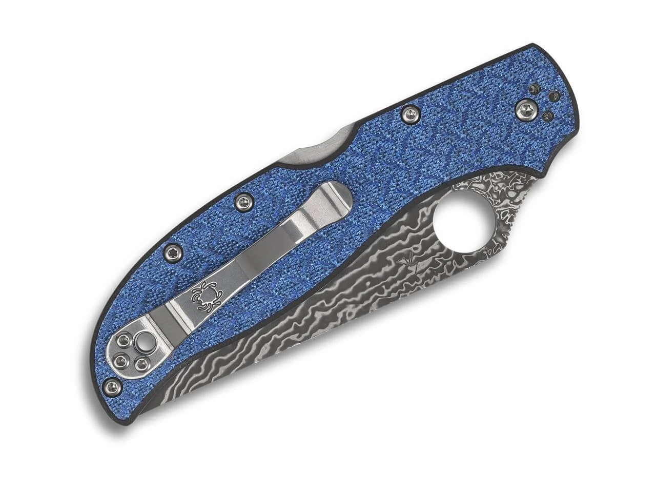 Spyderco Strech 2XL Blue Nishijin Glass Fiber Damascus Sprint Run 4 Spyderco Strech 2XL Blue Nishijin Glass Fiber Damascus Sprint Run – Bild 2